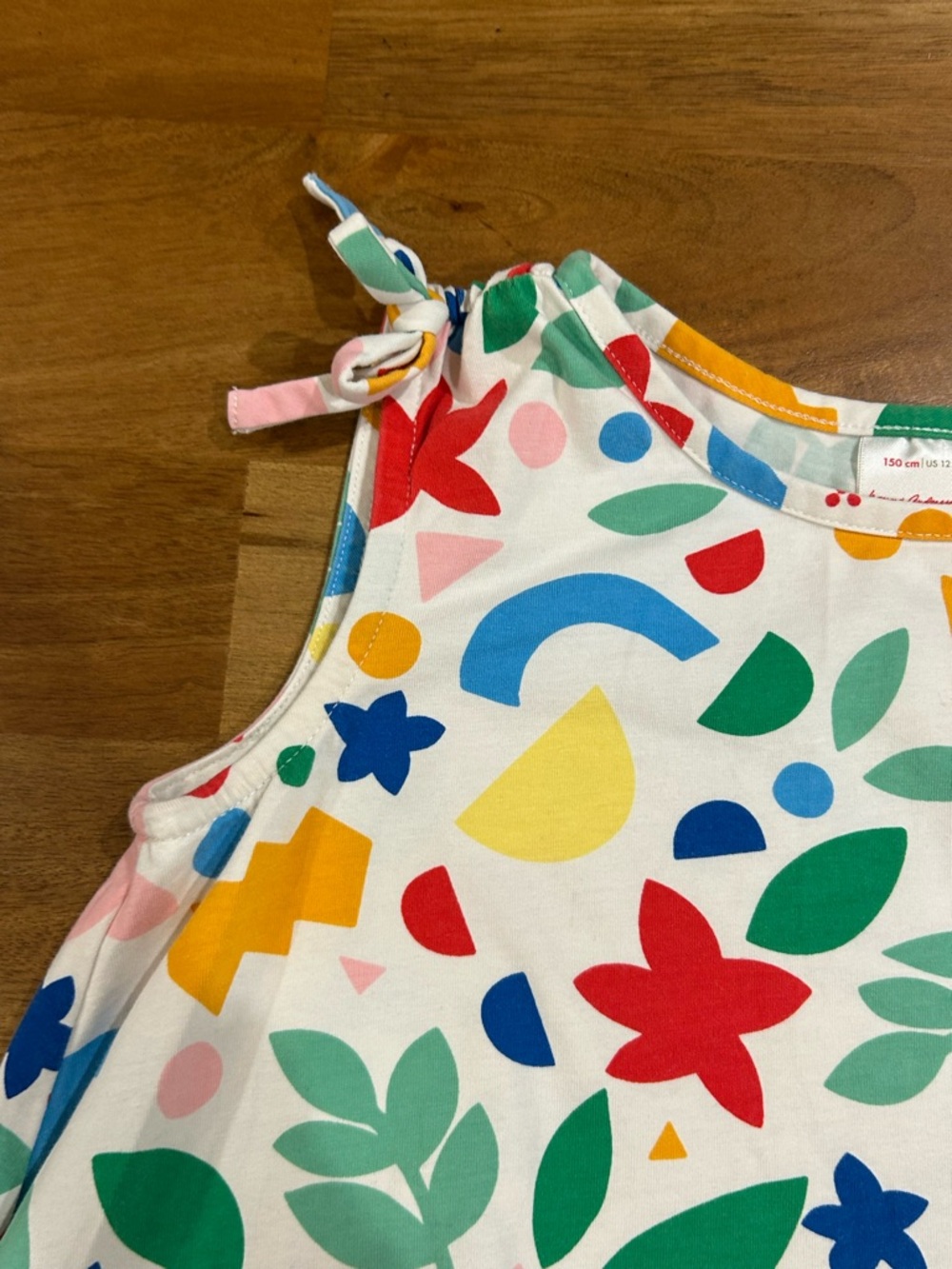 Hanna Andersson Girls Colorful Floral & Leaf Print Flowy Cotton Sundress Sz. 150 - Picture 3 of 10